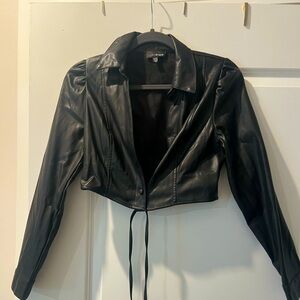 Lucy Paris Black Leather Crop Top